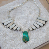 Necklace in Kingman Turquoise and Mother of Pearl - Golden Road Crafted