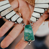 Necklace in Kingman Turquoise and Mother of Pearl - Golden Road Crafted