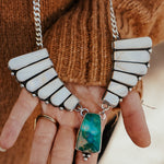 Necklace in Kingman Turquoise and Mother of Pearl - Golden Road Crafted