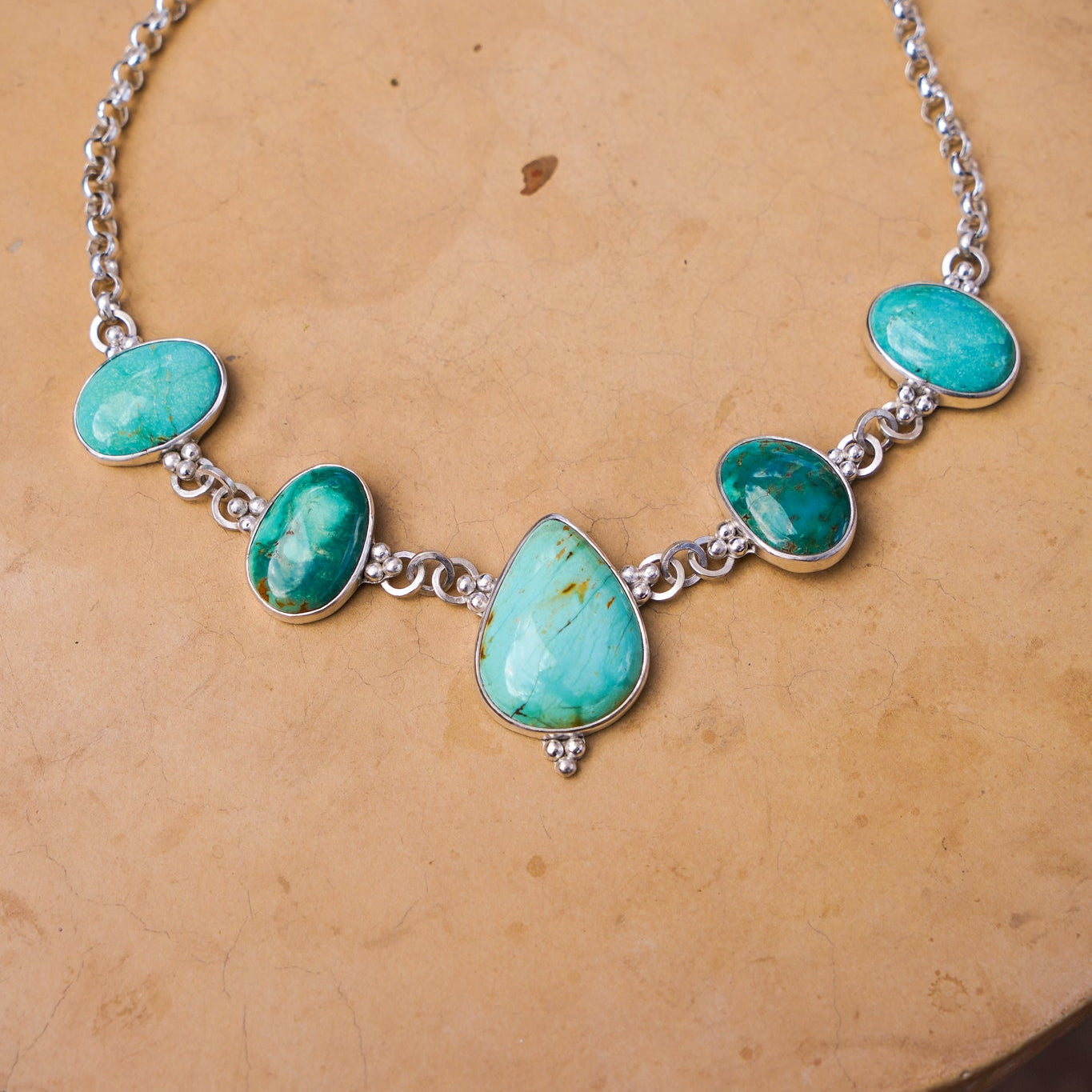 Necklace in Royston Turquoise - Golden Road Crafted