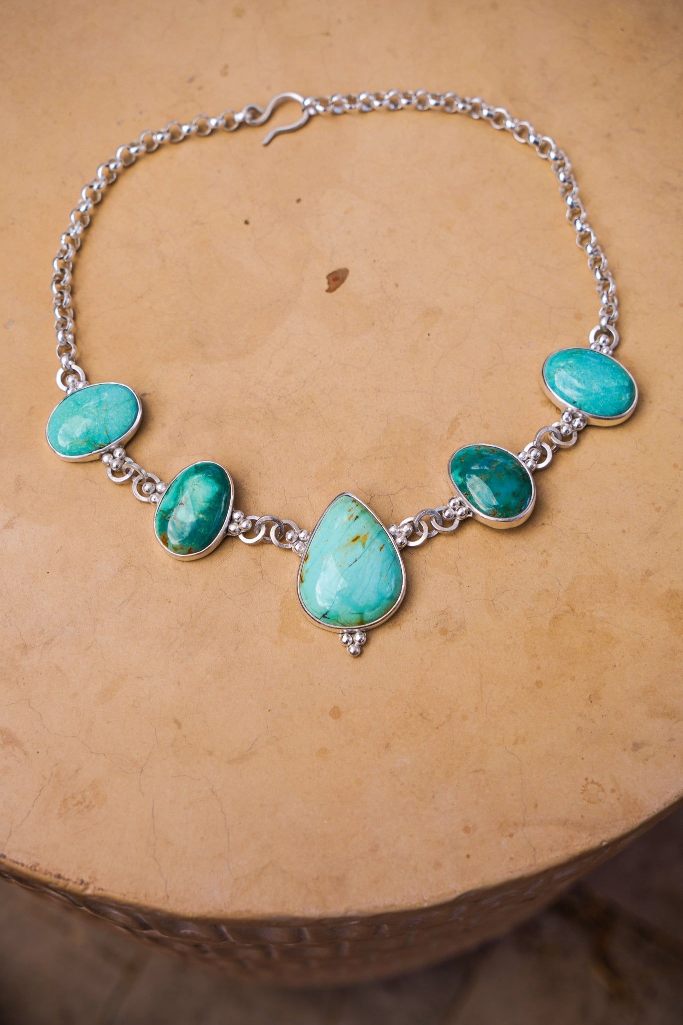 Necklace in Royston Turquoise - Golden Road Crafted