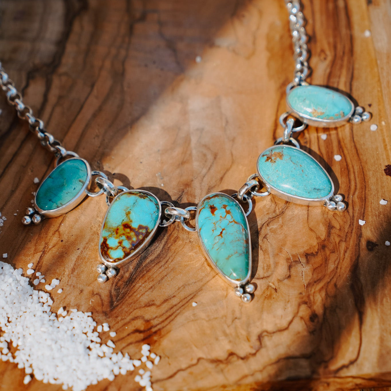 Necklace in Royston Turquoise - Golden Road Crafted