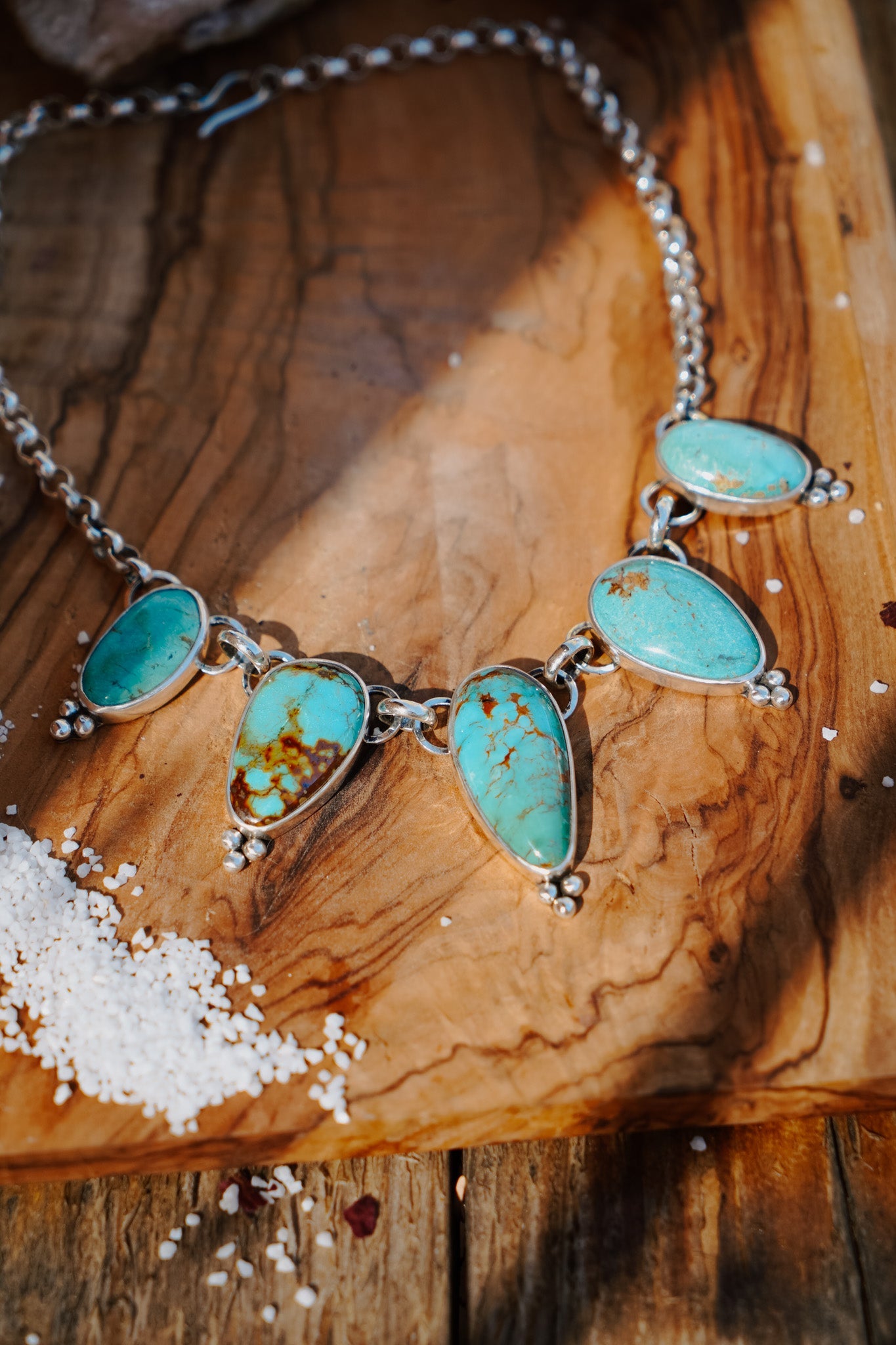 Necklace in Royston Turquoise - Golden Road Crafted