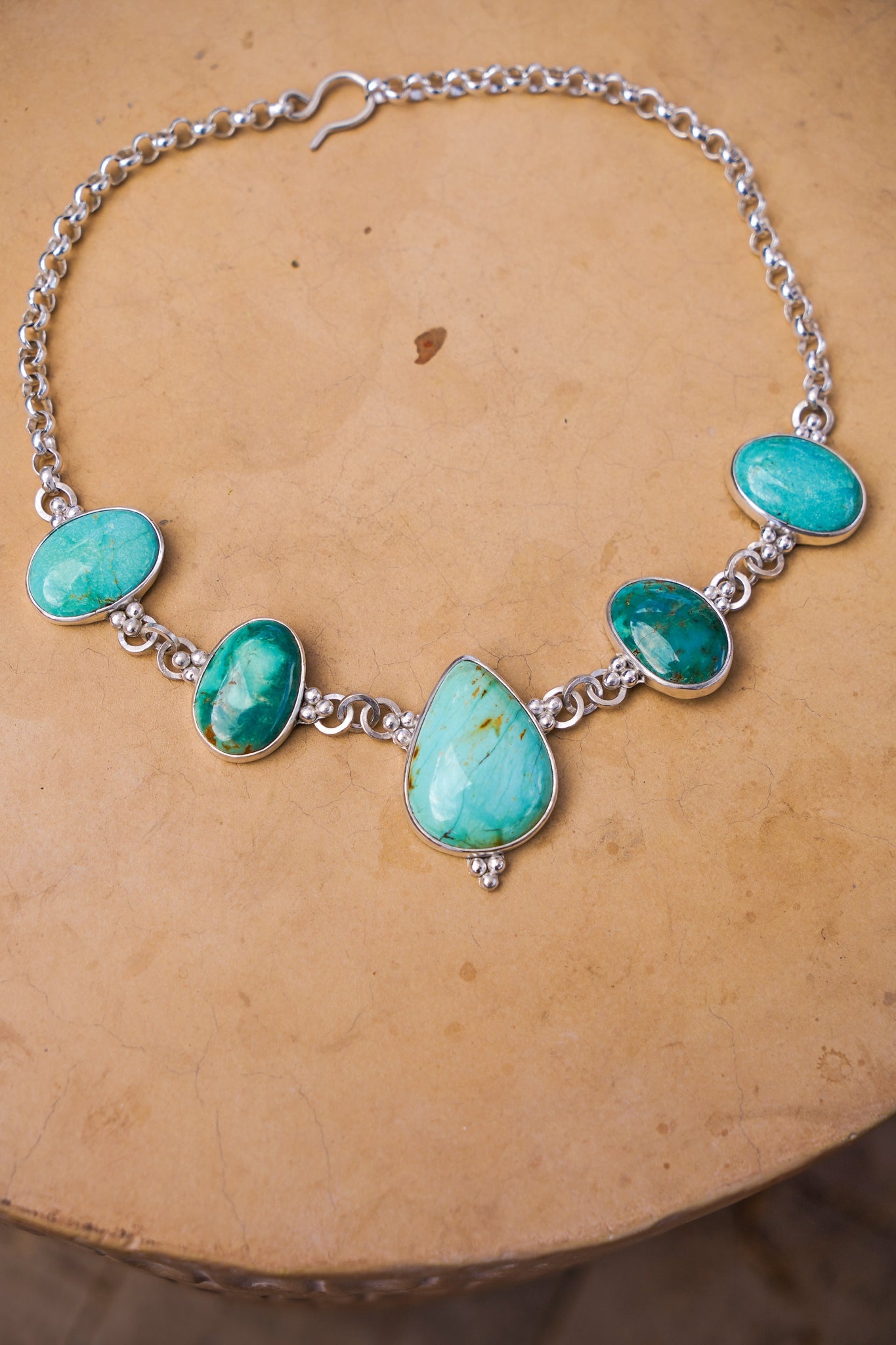 Necklace in Royston Turquoise - Golden Road Crafted
