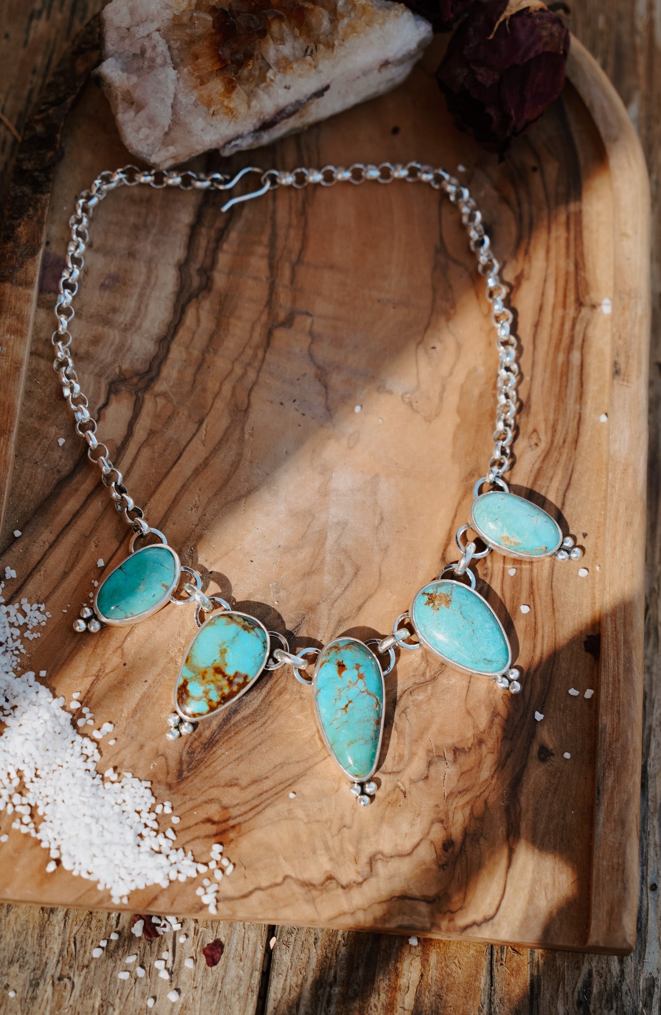 Necklace in Royston Turquoise - Golden Road Crafted