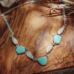 Necklace in Tyrone Turquoise & Moonstone - Golden Road Crafted