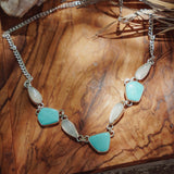 Necklace in Tyrone Turquoise & Moonstone - Golden Road Crafted