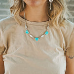 Necklace in Tyrone Turquoise & Moonstone - Golden Road Crafted