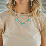 Necklace in Tyrone Turquoise & Moonstone - Golden Road Crafted