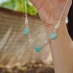 Necklace in Tyrone Turquoise & Moonstone - Golden Road Crafted
