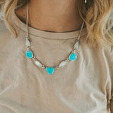 Necklace in Tyrone Turquoise & Moonstone - Golden Road Crafted