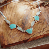 Necklace in Tyrone Turquoise & Moonstone - Golden Road Crafted