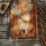 Necklace in Tyrone Turquoise with Petrified Wood - Golden Road Crafted