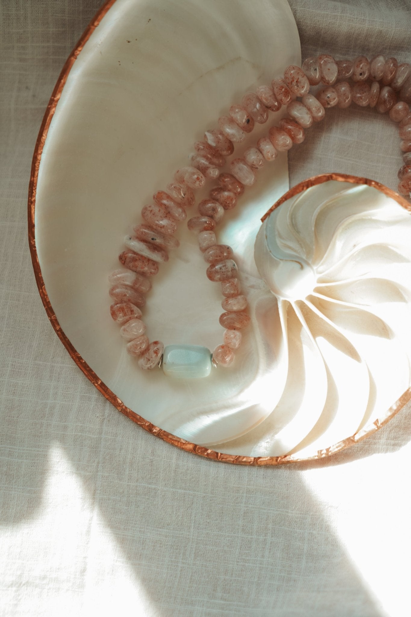 Nectar Necklace in Sunstone + Peruvian Opal - Golden Road Crafted