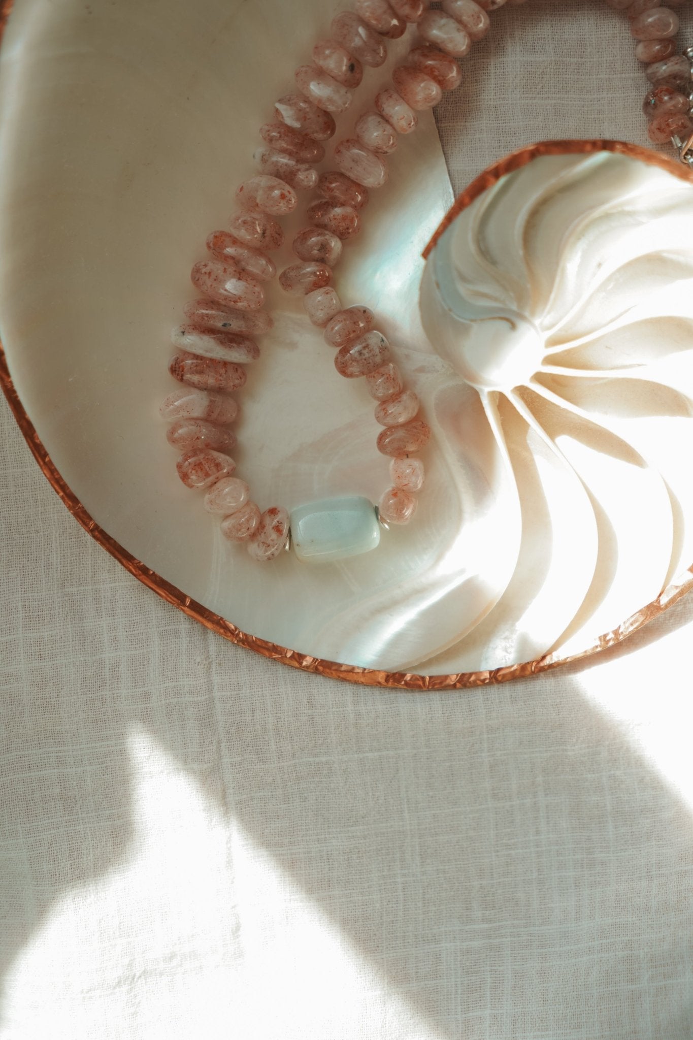 Nectar Necklace in Sunstone + Peruvian Opal - Golden Road Crafted