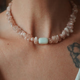 Nectar Necklace in Sunstone + Peruvian Opal - Golden Road Crafted