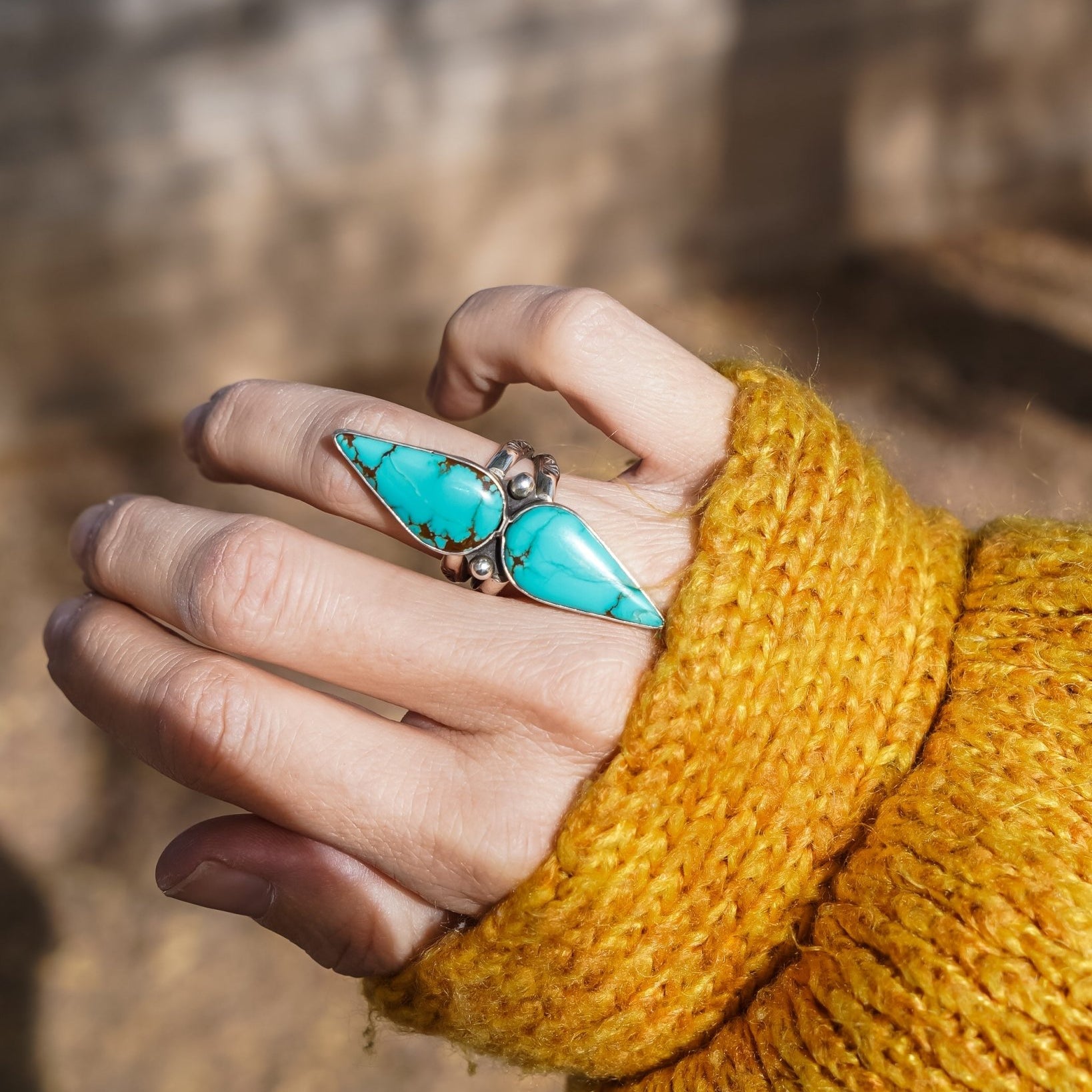 No. 8 Turquoise Ring (Size 8) - Golden Road Crafted