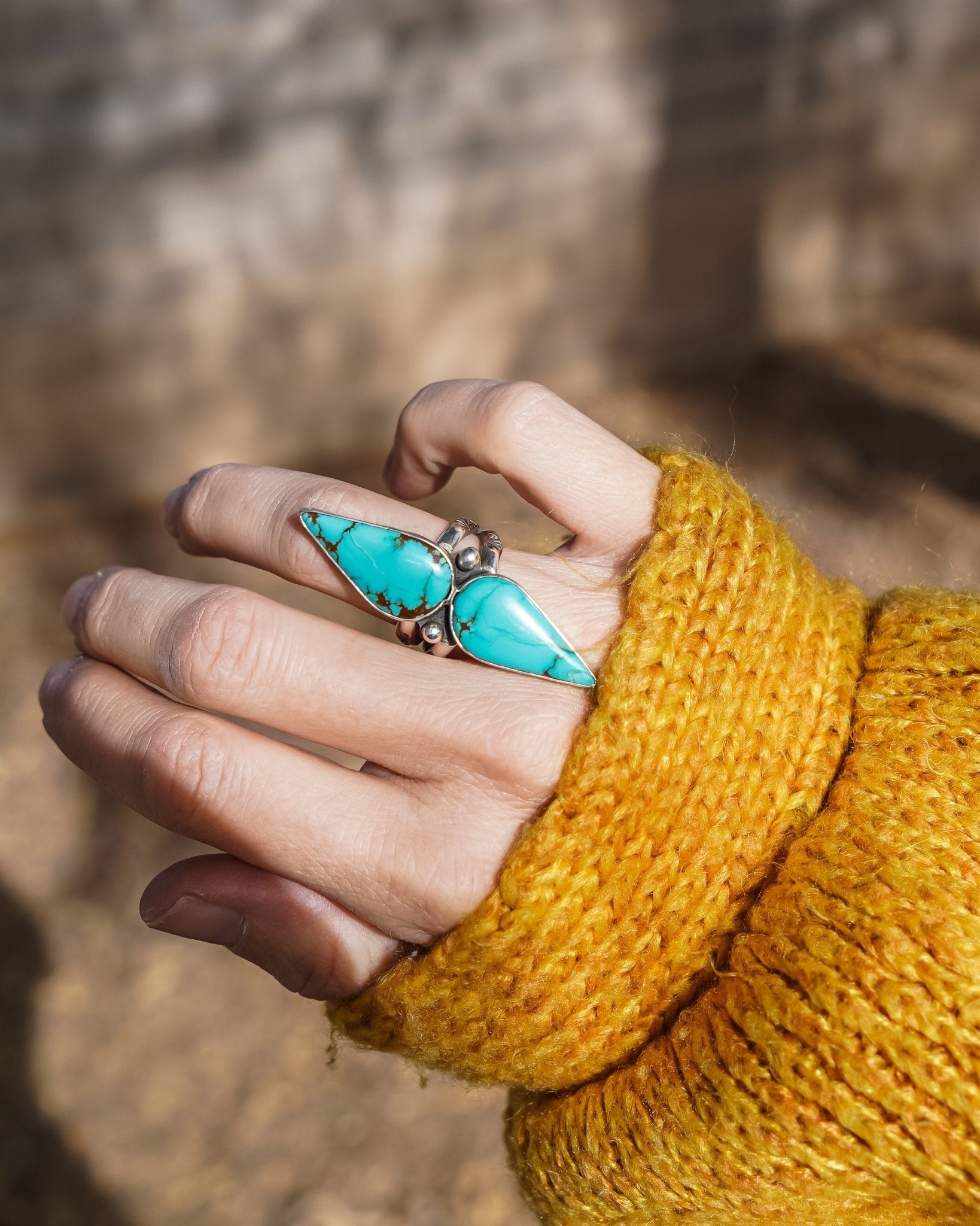 No. 8 Turquoise Ring (Size 8) - Golden Road Crafted