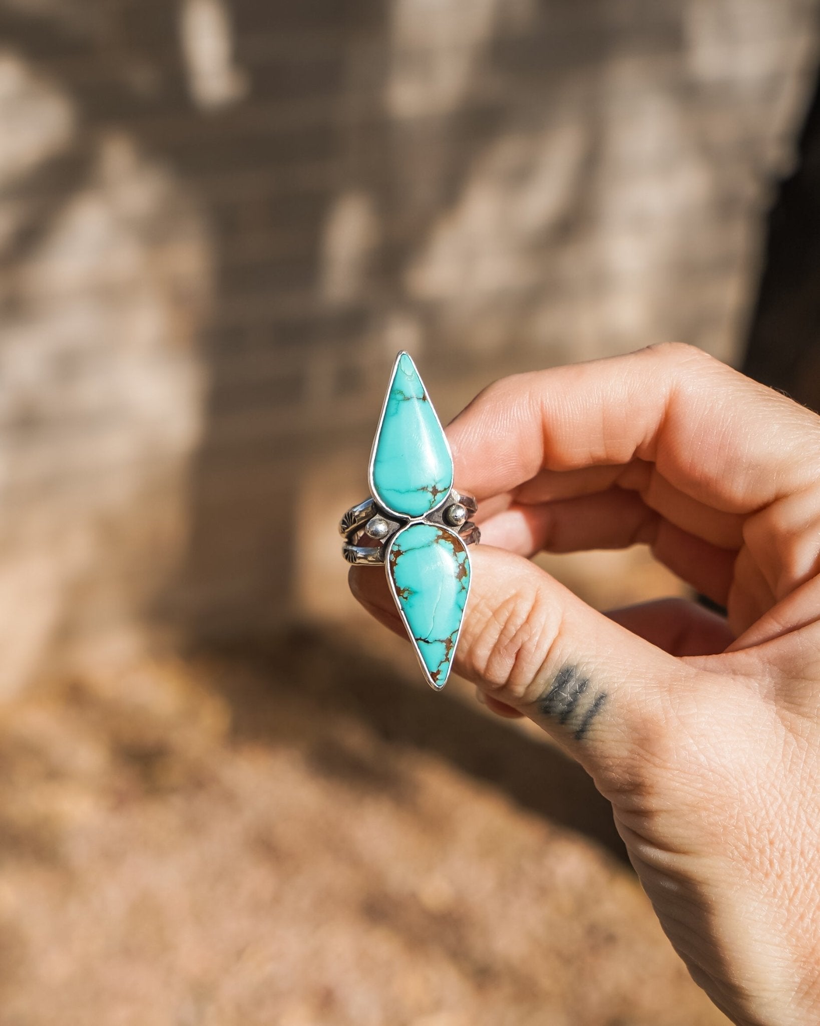 No. 8 Turquoise Ring (Size 8) - Golden Road Crafted