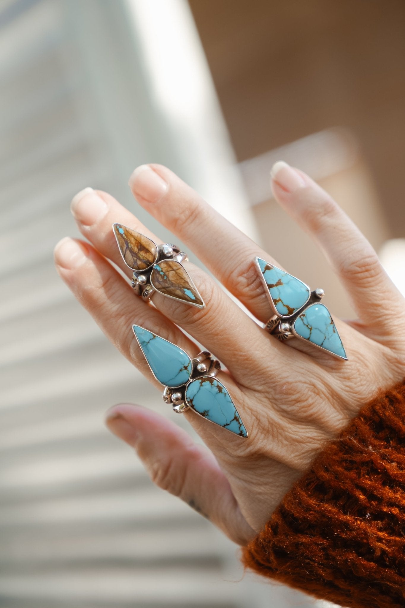 No. 8 Turquoise Ring (Size 8) - Golden Road Crafted
