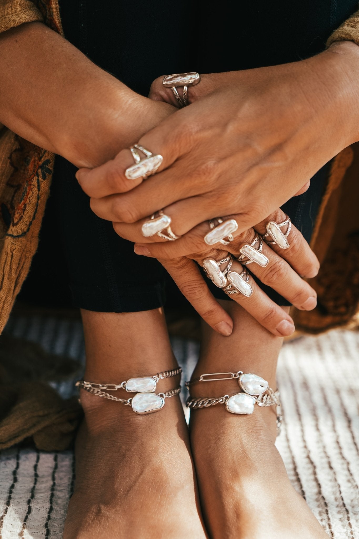 Not Your Mama's Pearl Anklet - Golden Road Crafted