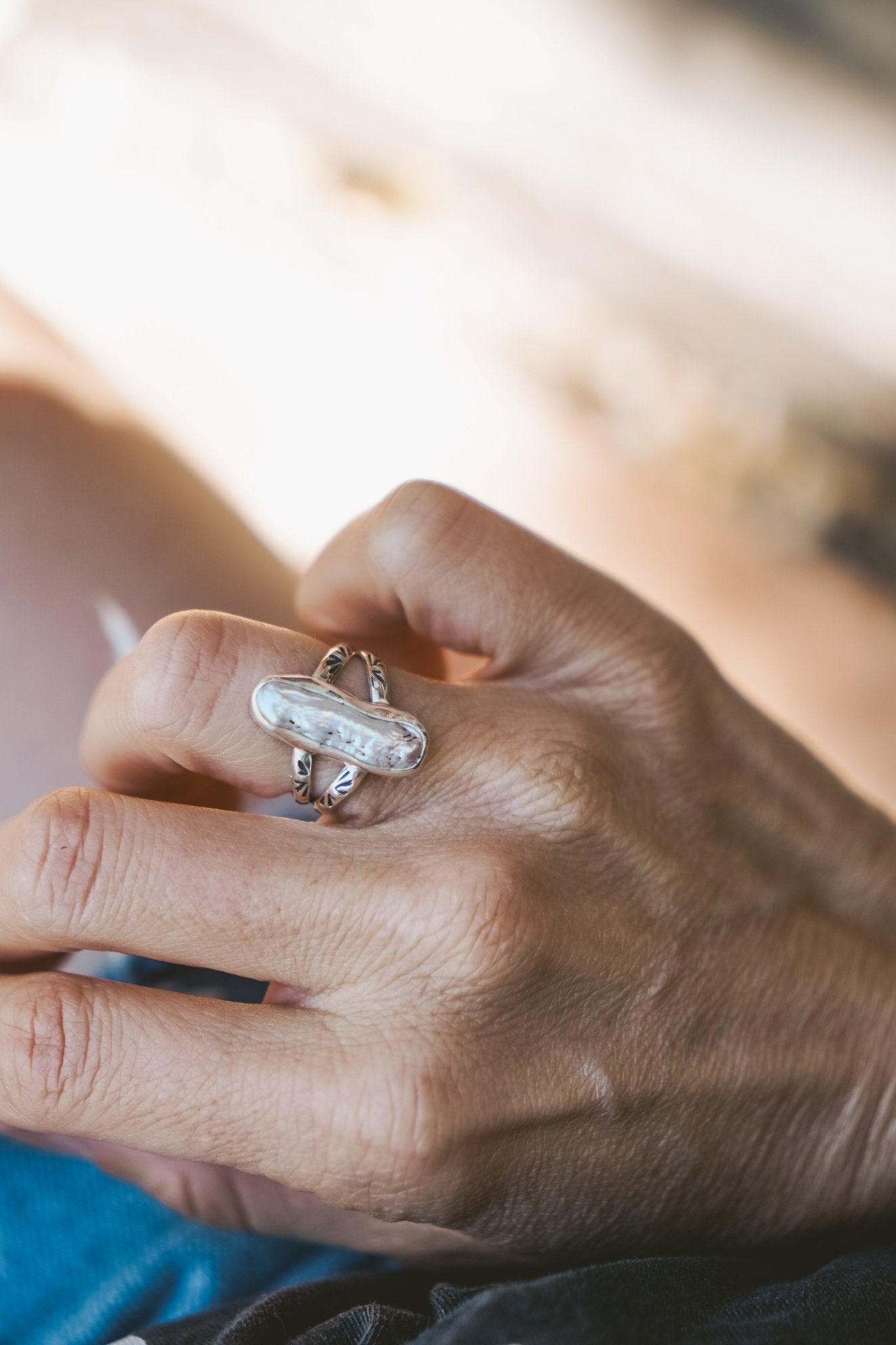 Not Your Mama's Pearl Ring (Size 5.5) - Golden Road Crafted