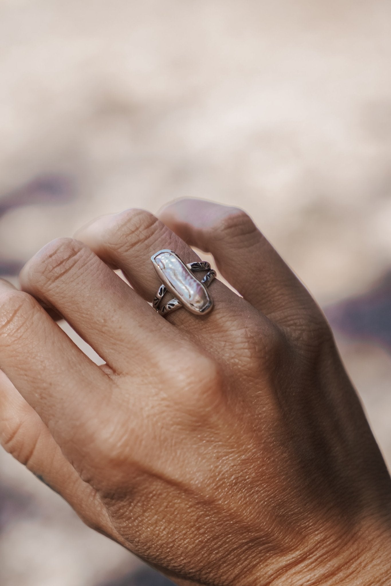 Not Your Mama's Pearl Ring (Size 6) - Golden Road Crafted
