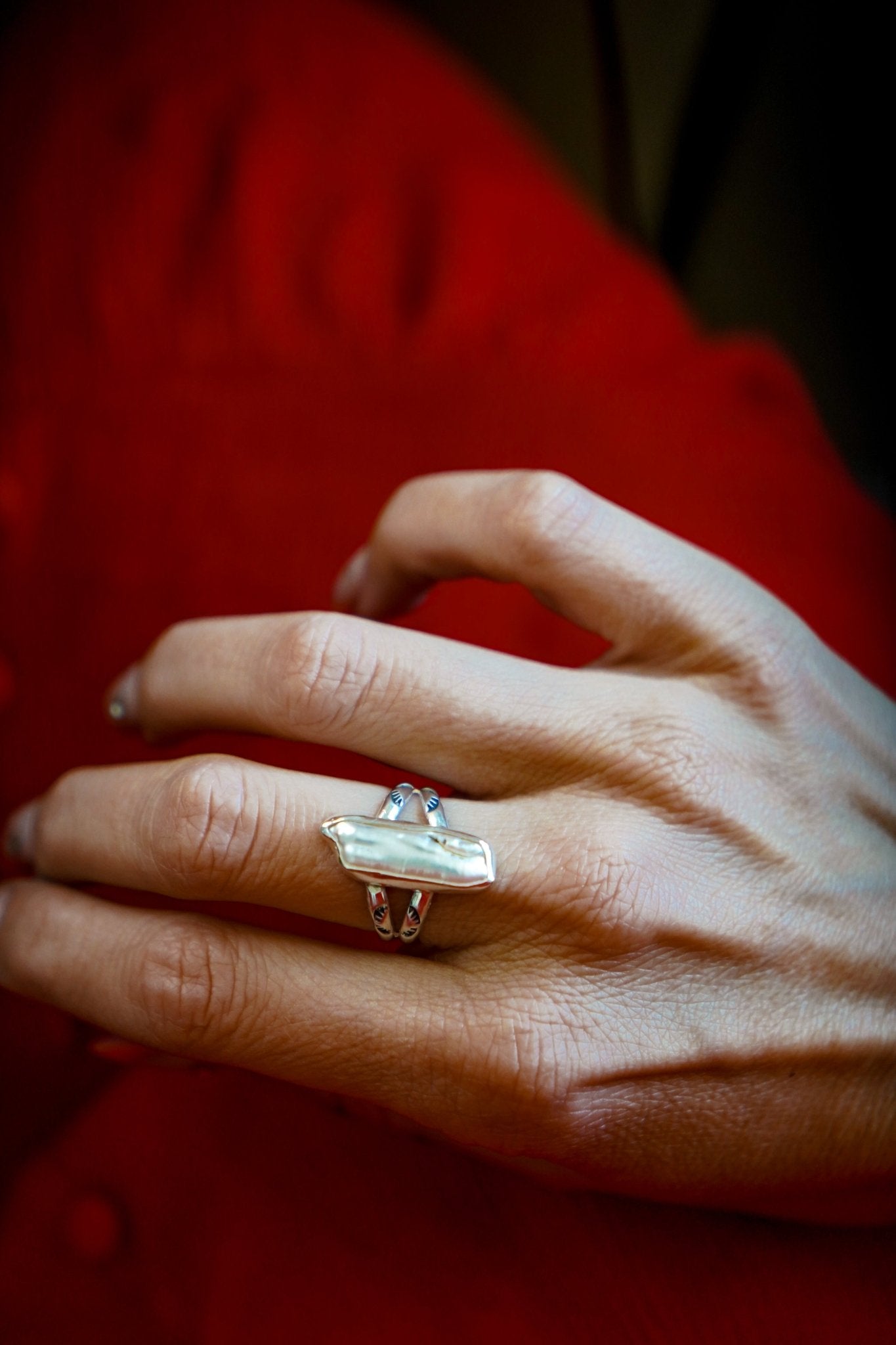 Not Your Mama's Pearl Ring (Size 7) - Golden Road Crafted