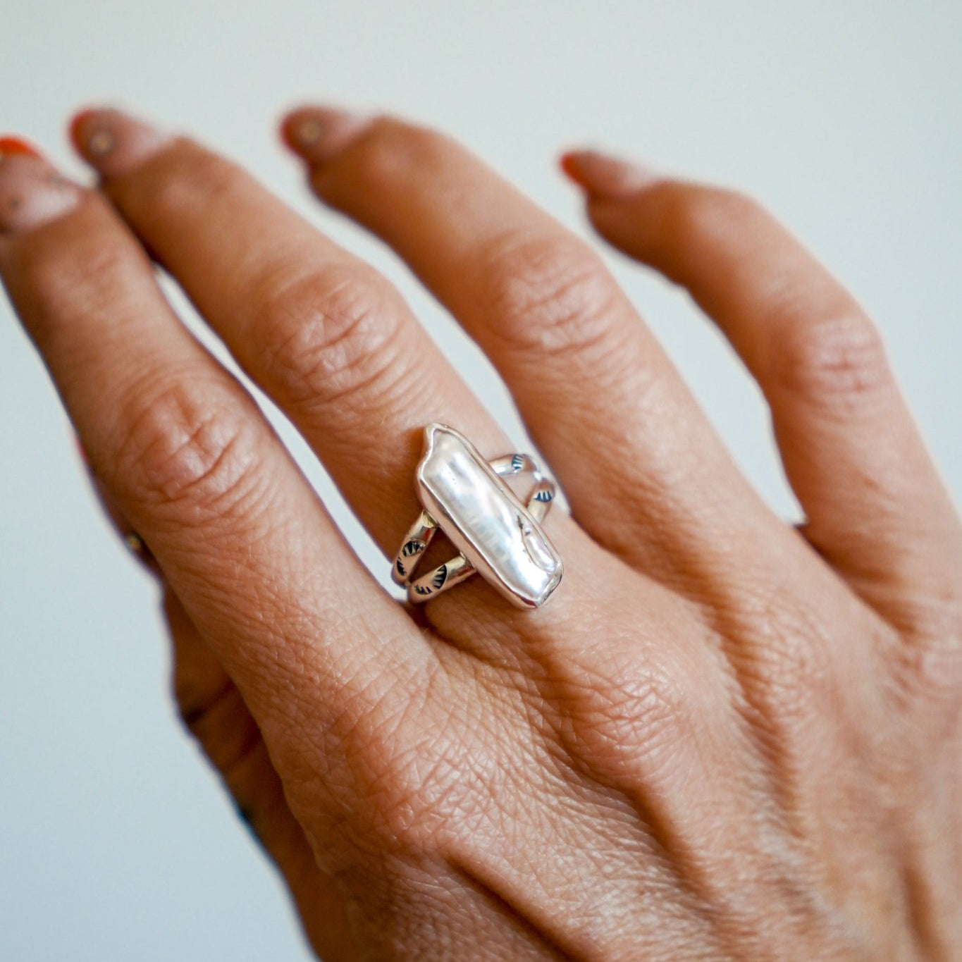 Not Your Mama's Pearl Ring (Size 7) - Golden Road Crafted