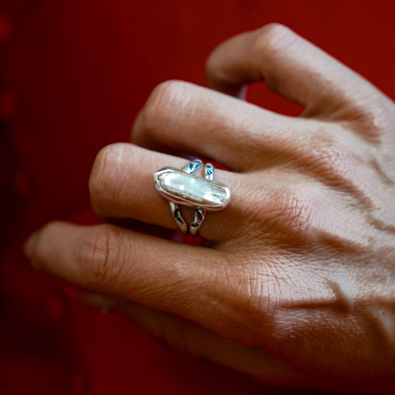 Not Your Mama's Pearl Ring (Size 7.5) - Golden Road Crafted