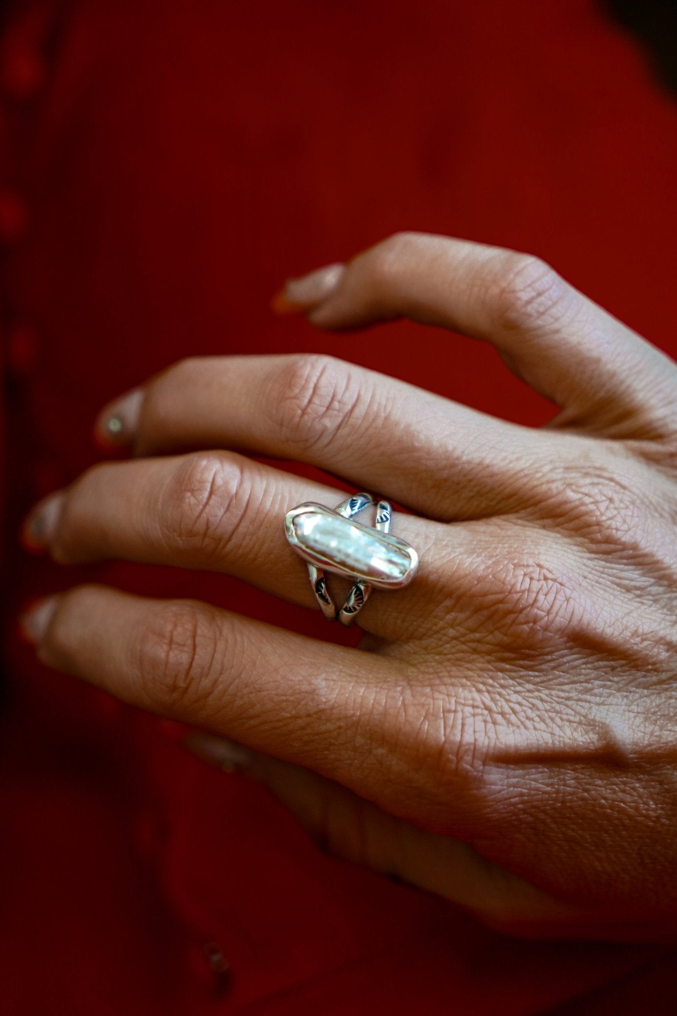 Not Your Mama's Pearl Ring (Size 7.5) - Golden Road Crafted