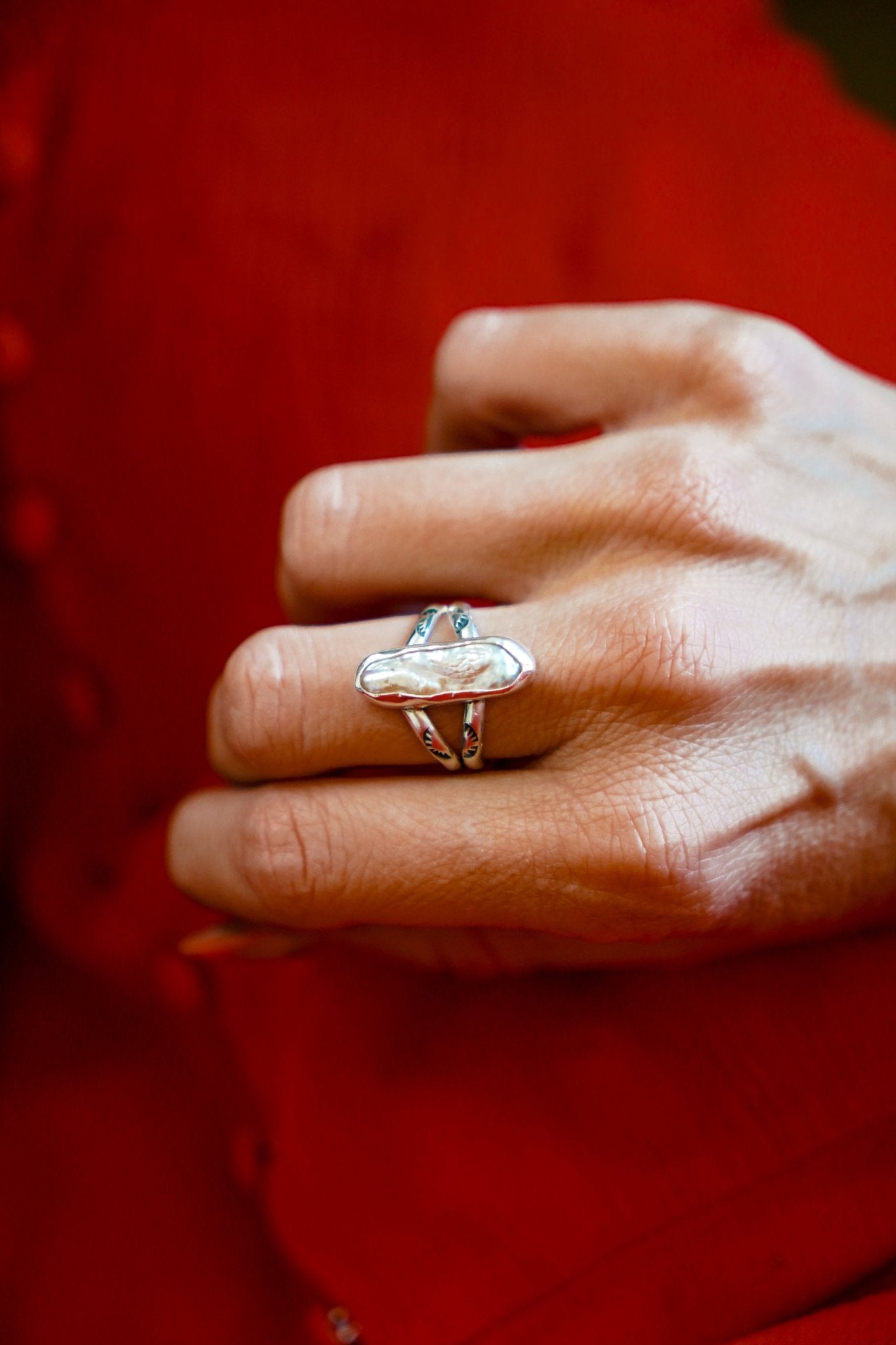 Not Your Mama's Pearl Ring (Size 8) - Golden Road Crafted