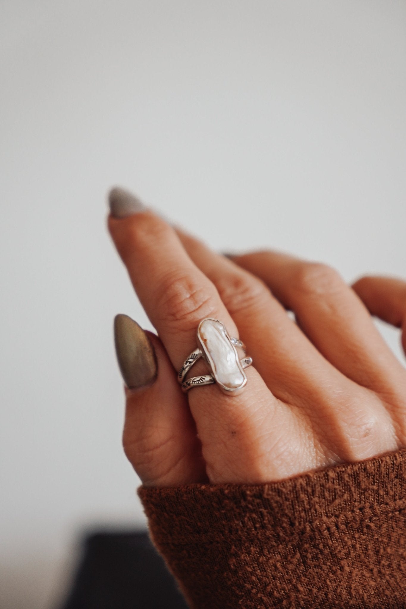 Not Your Mama's Pearl Rings (Size 6.5) - Golden Road Crafted