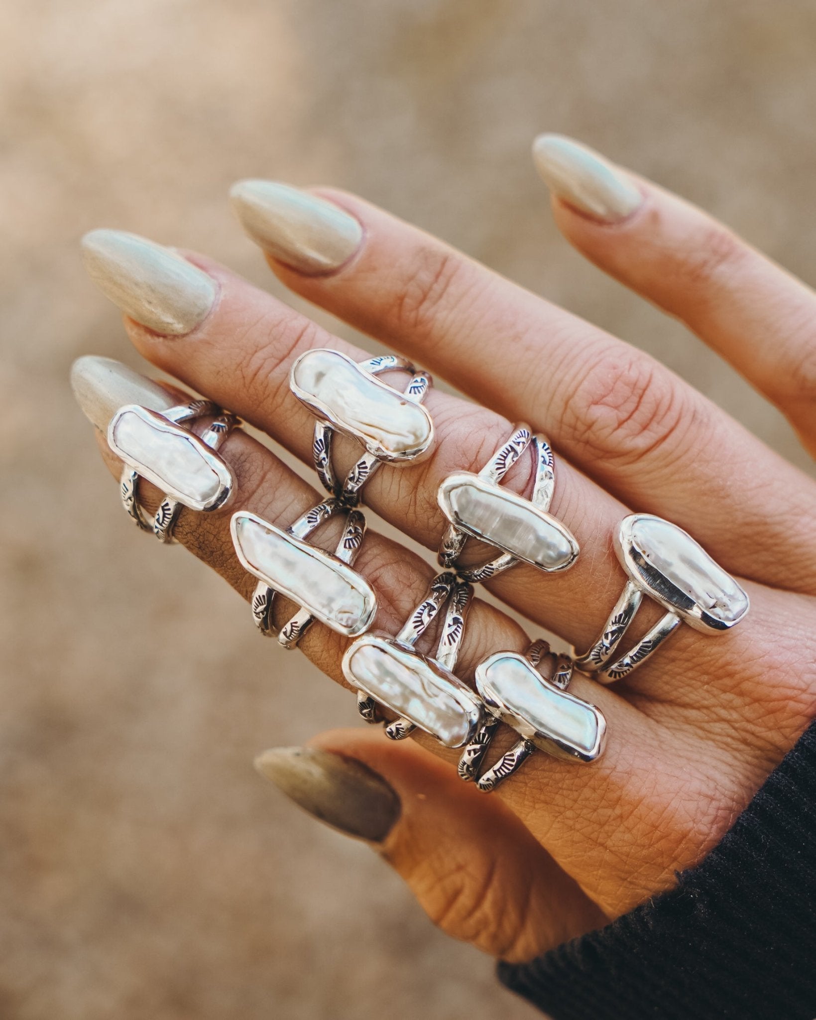 Not Your Mama's Pearl Rings (Size 7.5) - Golden Road Crafted