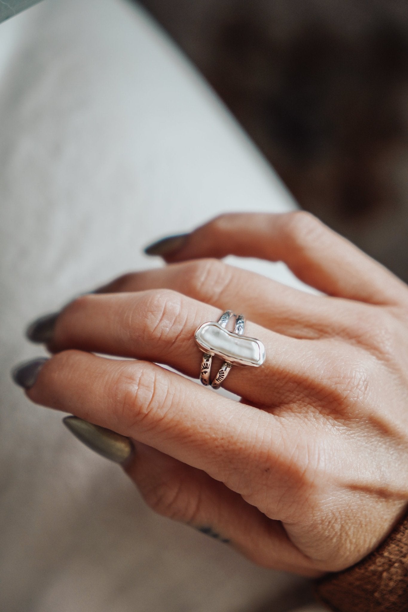 Not Your Mama's Pearl Rings (Size 7.5) - Golden Road Crafted