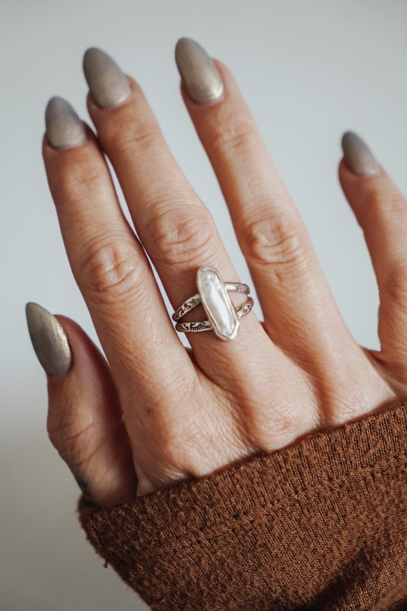 Not Your Mama's Pearl Rings (Size 7.5) - Golden Road Crafted