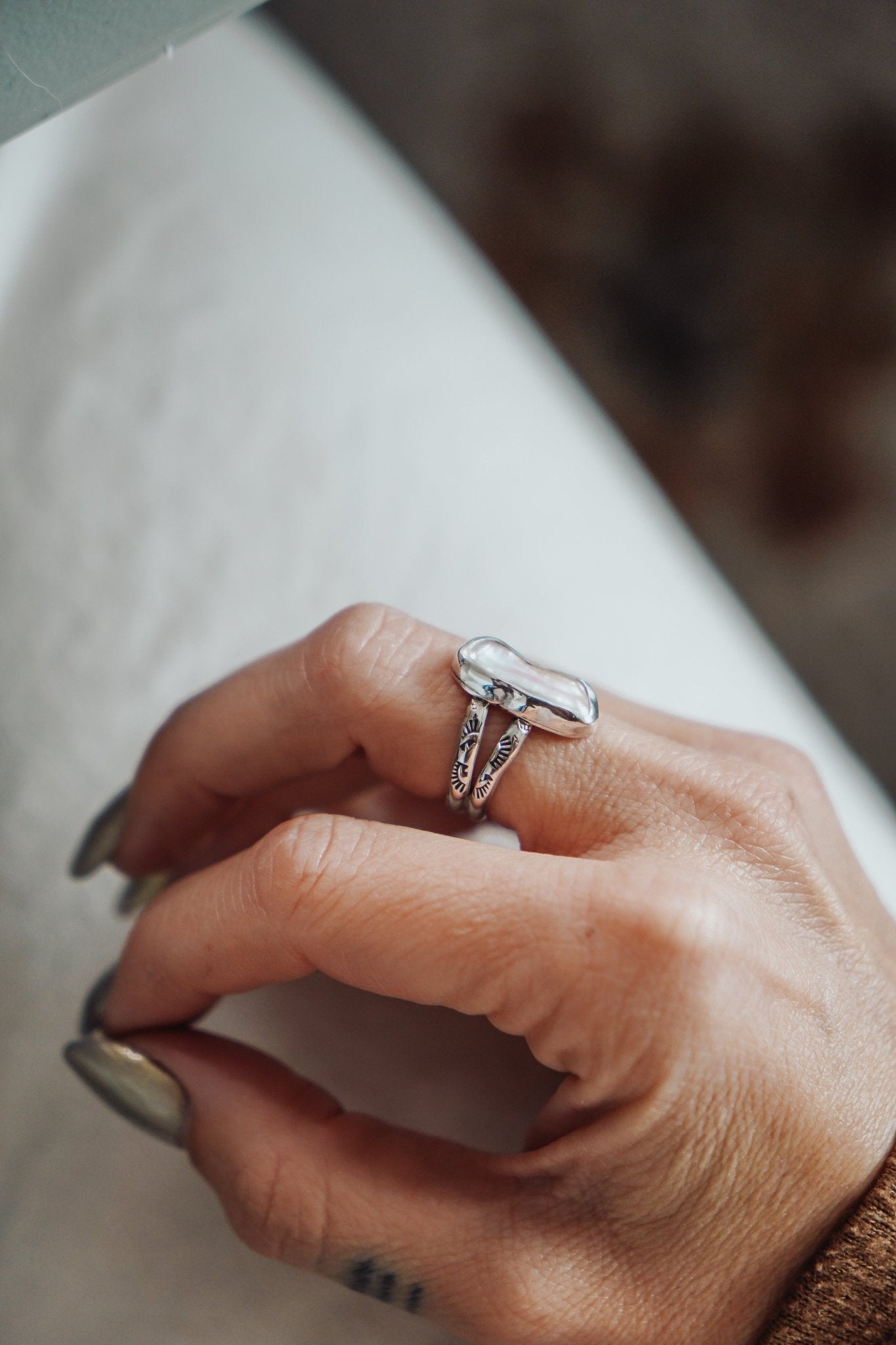 Not Your Mama's Pearl Rings (Size 7.5) - Golden Road Crafted