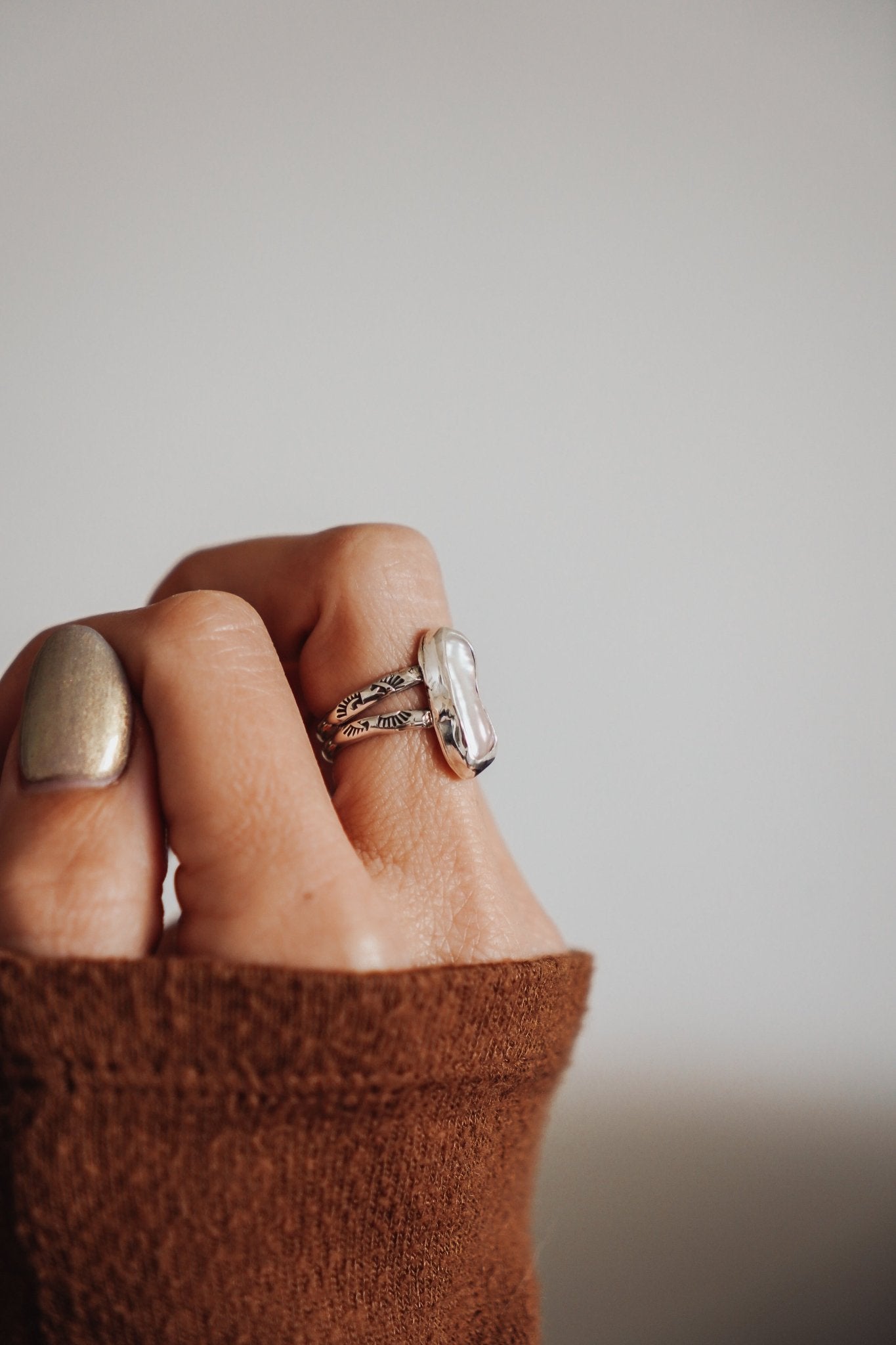 Not Your Mama's Pearl Rings (Size 7.5) - Golden Road Crafted