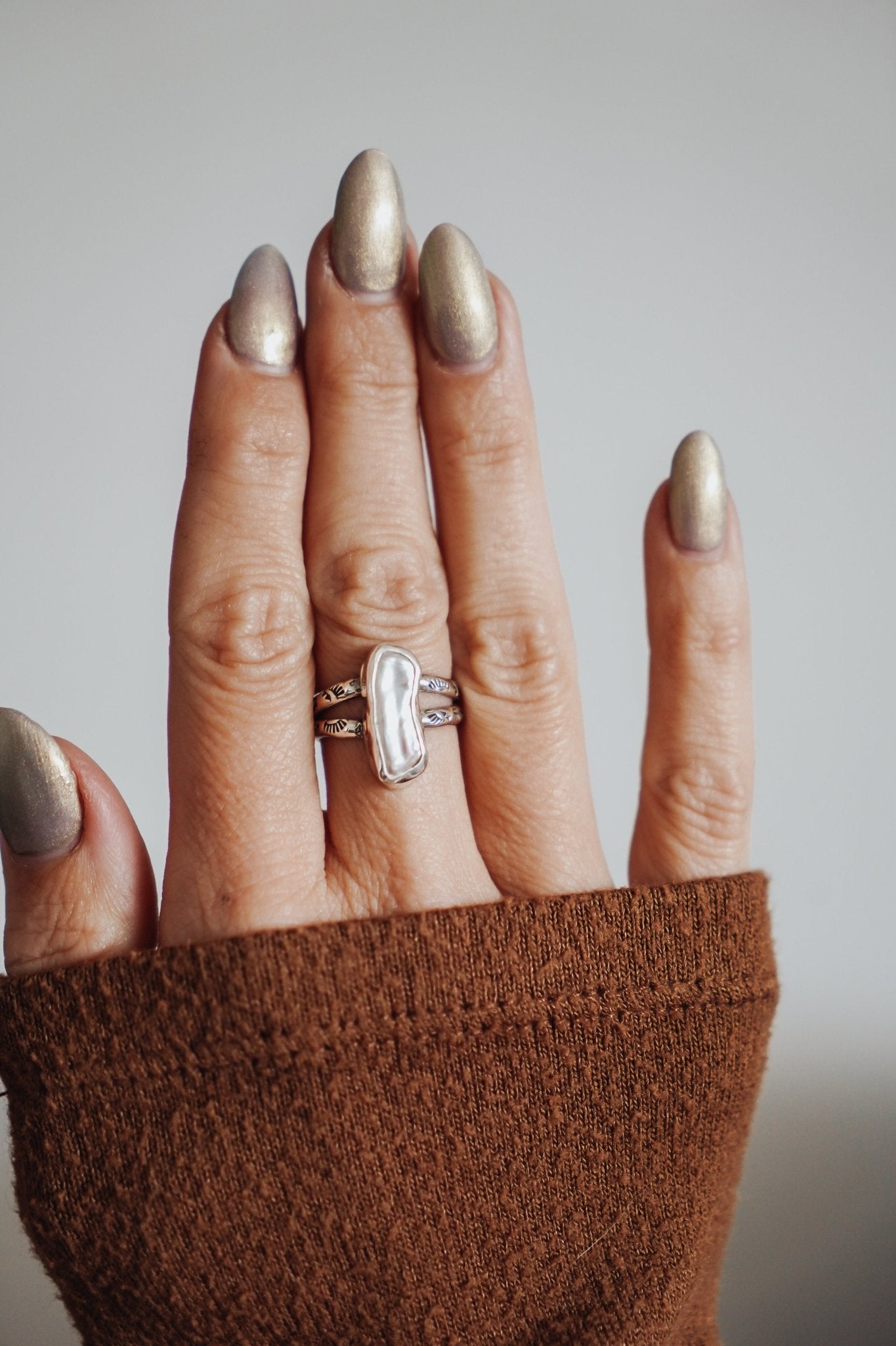 Not Your Mama's Pearl Rings (Size 7.5) - Golden Road Crafted