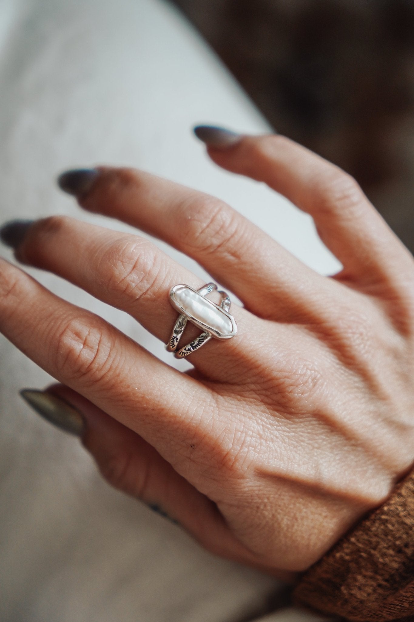 Not Your Mama's Pearl Rings (Size 7.5) - Golden Road Crafted