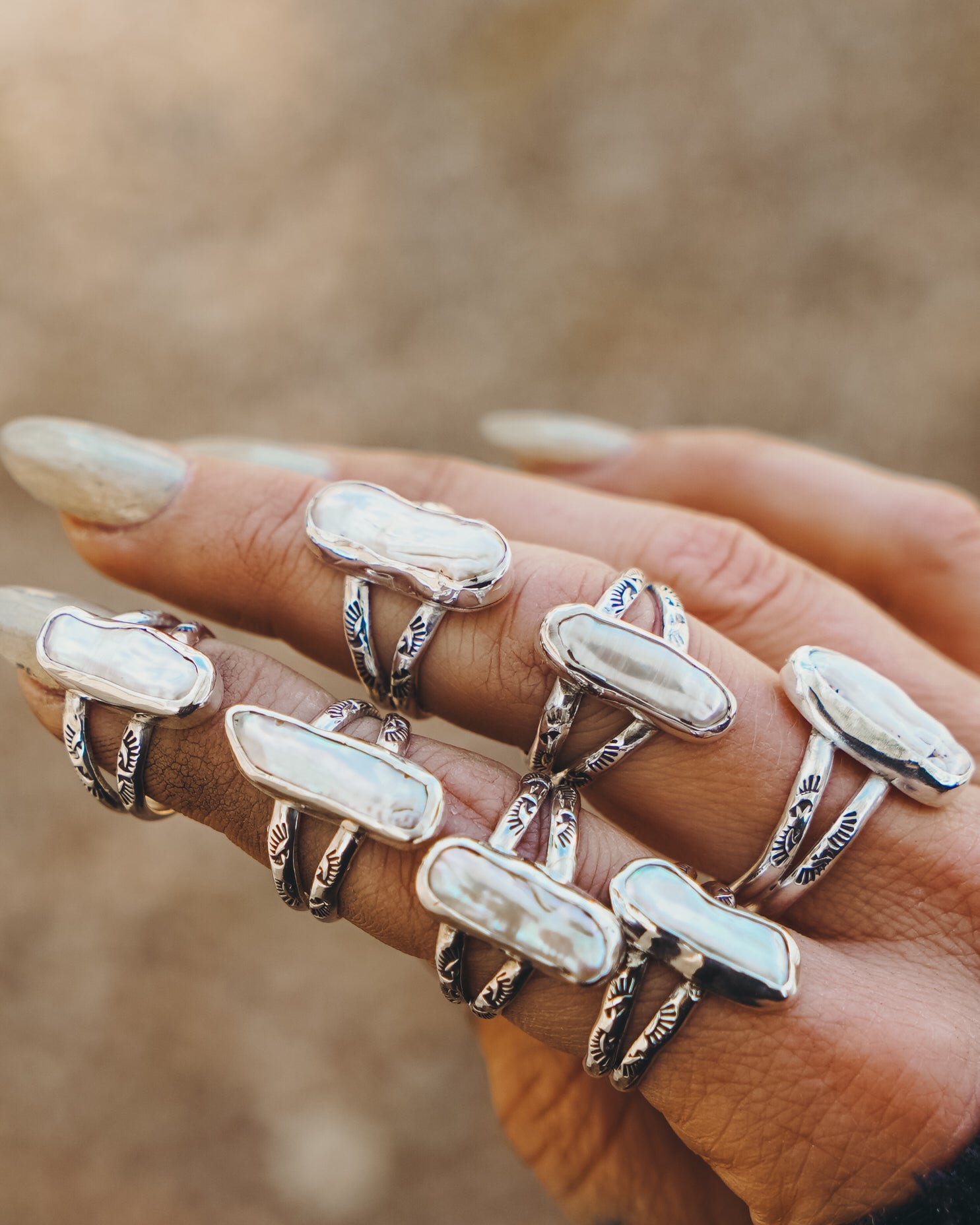 Not Your Mama's Pearl Rings (Size 9) - Golden Road Crafted