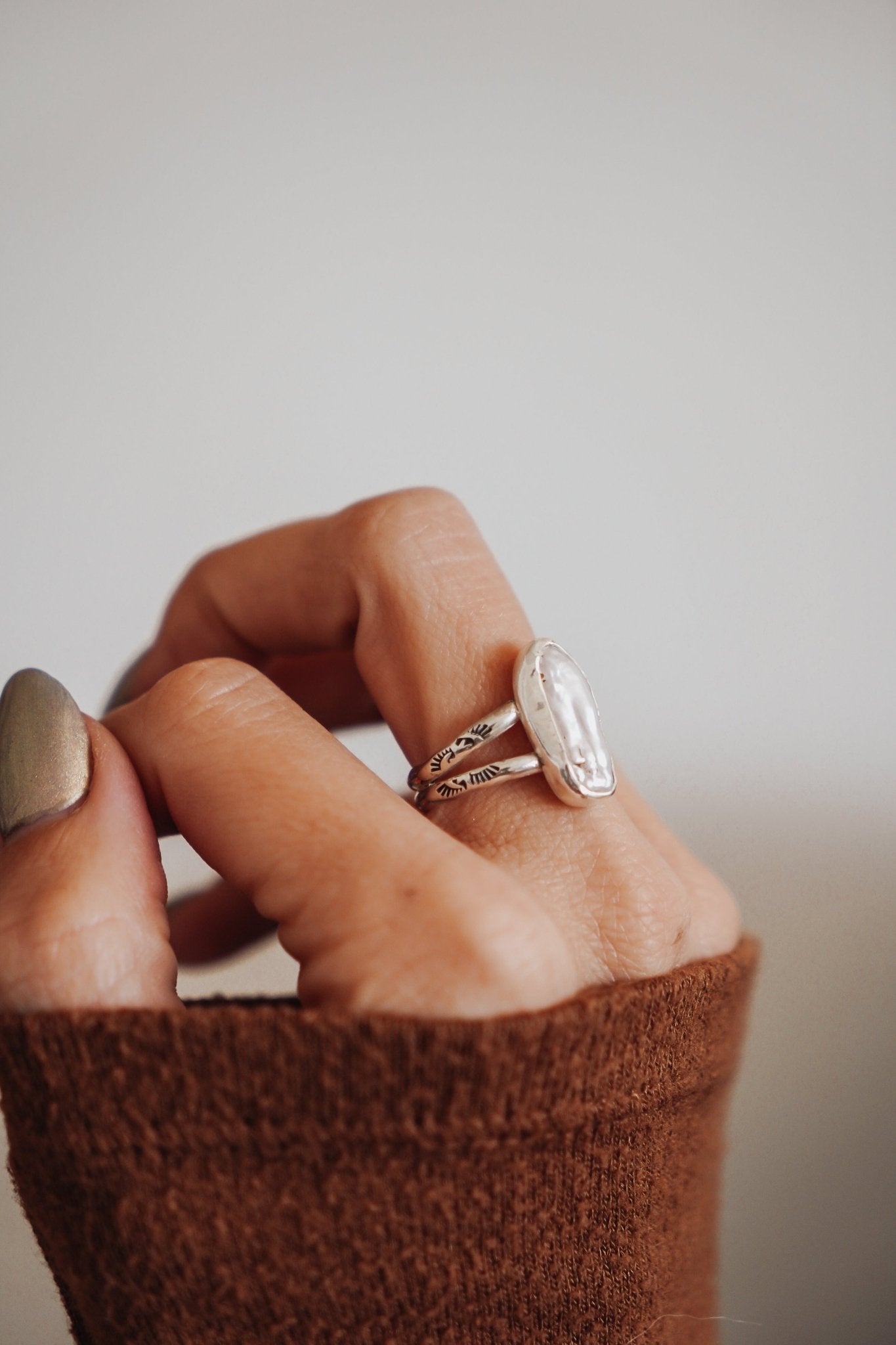 Not Your Mama's Pearl Rings (Size 9) - Golden Road Crafted