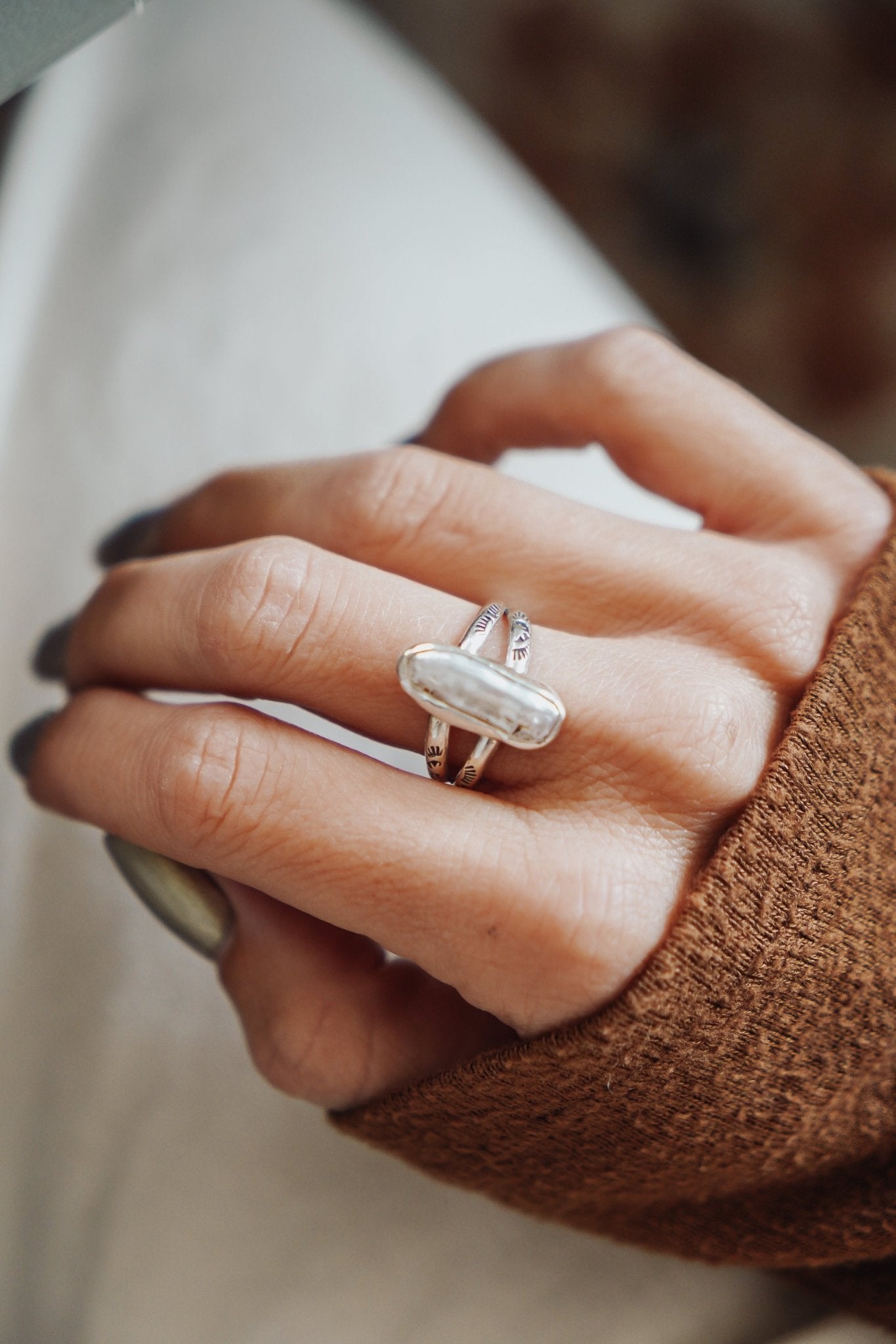 Not Your Mama's Pearl Rings (Size 9) - Golden Road Crafted