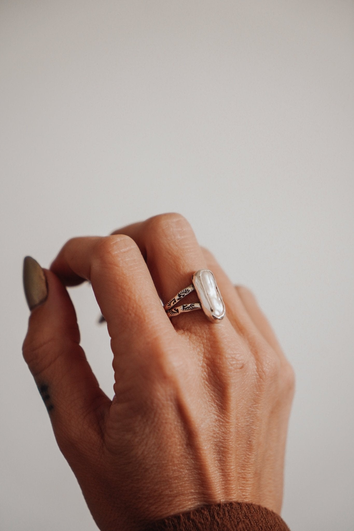 Not Your Mama's Pearl Rings (Size 9) - Golden Road Crafted