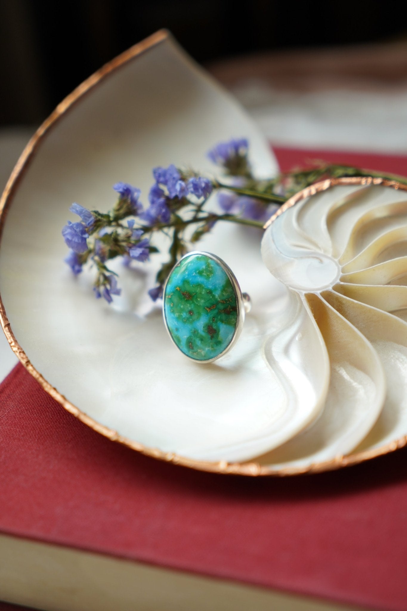 Oasis Ring in Sonoran Mtn Turquoise (Size 6.5) - Golden Road Crafted