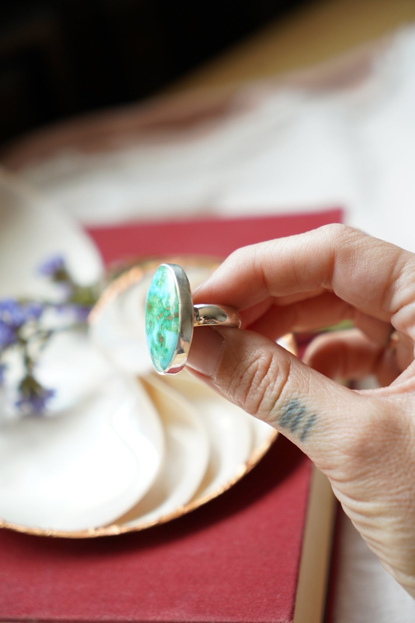 Oasis Ring in Sonoran Mtn Turquoise (Size 6.5) - Golden Road Crafted