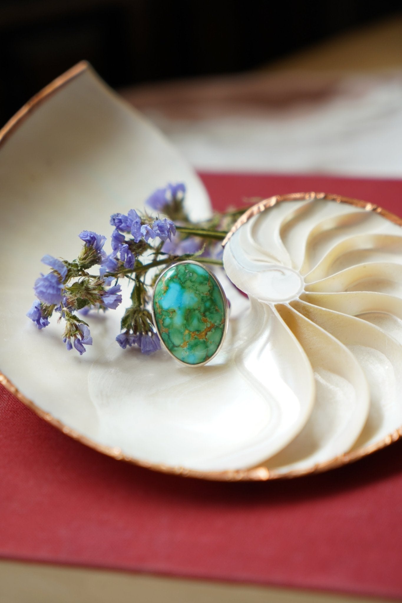 Oasis Ring in Sonoran Mtn Turquoise (Size 9) - Golden Road Crafted