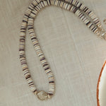 Ocean Dream Necklace in Sterling Shell Center Bead with Wampum - Golden Road Crafted