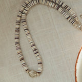 Ocean Dream Necklace in Sterling Shell Center Bead with Wampum - Golden Road Crafted