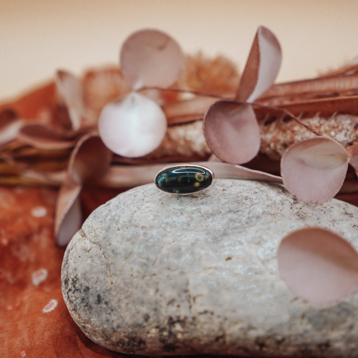 Ocean Jasper Horizontal Ring (Size 6) - Golden Road Crafted